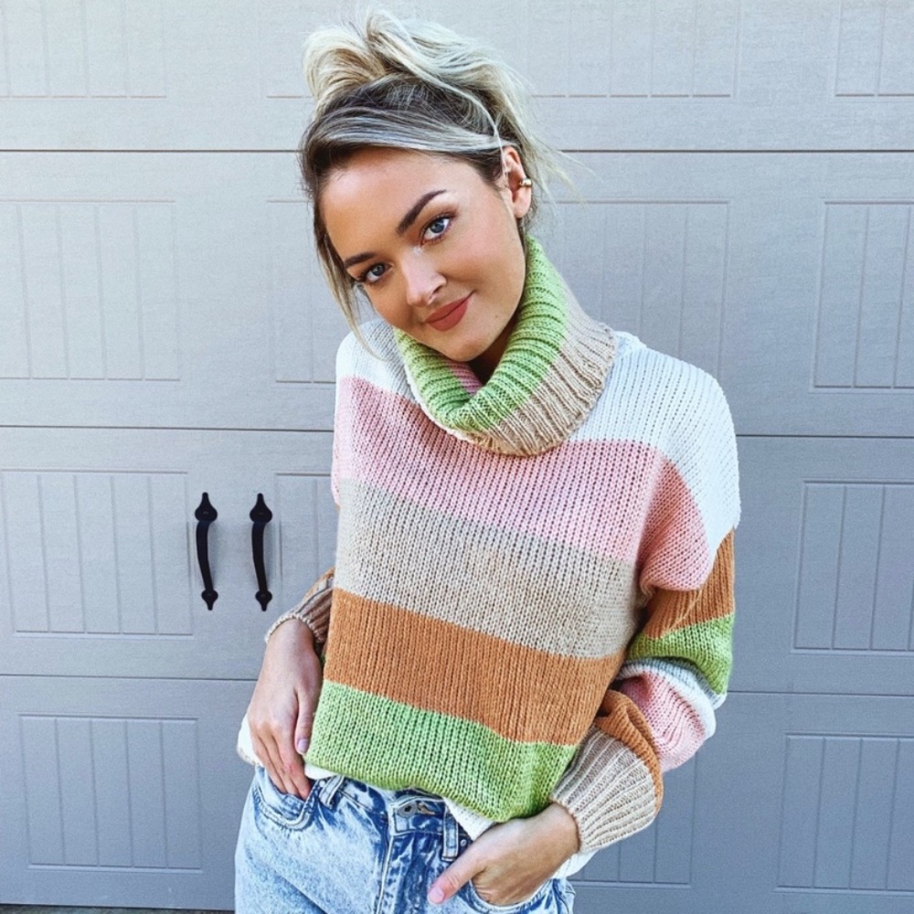 Color block stripe sweater
